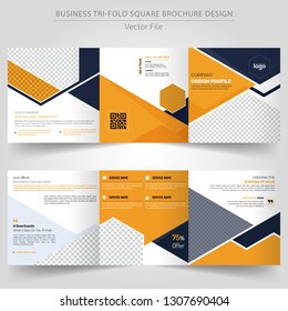 Business templates for tri fold square design brochures. Leaflet cover, vector layout. Interior Design concept.
