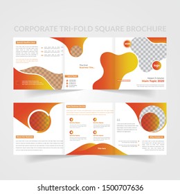Business templates for tri fold square design brochures. Leaflet cover, vector layout. Genetic and chemical compounds. Atom, DNA and neurons. Medicine, chemistry, science concept. Geometric background