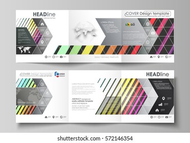 Business templates for tri fold square brochures. Leaflet cover, vector layout. Bright color rectangles, colorful design with geometric rectangular shapes forming abstract beautiful background.