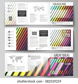 Business templates for tri fold square brochures. Leaflet cover, vector layout. Bright color rectangles, colorful design with geometric rectangular shapes forming abstract beautiful background.