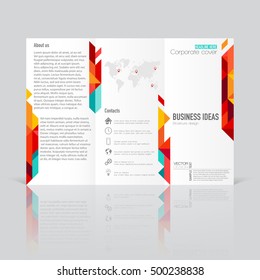 Business templates for tri-fold brochures, annual report. Leaflet cover, easy editable blank, abstract blue layout, vector illustration.