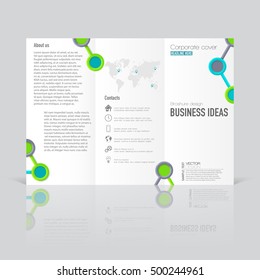 Business templates for tri-fold brochures, annual report. Leaflet cover, easy editable blank, abstract blue layout, vector illustration.