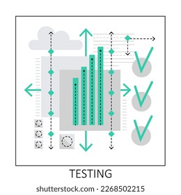 Lista de comprobación de pruebas comerciales. Proceso de pruebas de usabilidad, prueba de software ilustración vectorial