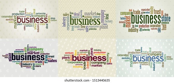 Business text vector word cloud bundle set