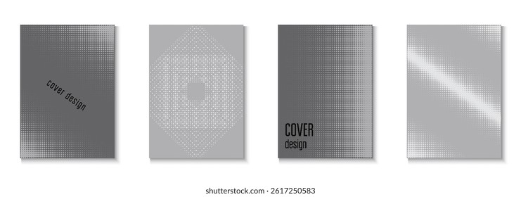 Business Texture Set. Abstract Black And White  Flyer. Summer Concept With Minimal Art. Futuristic Elements On Flat Page. Grey Graphic Poster. 1980 Template. Greyscale Business Texture