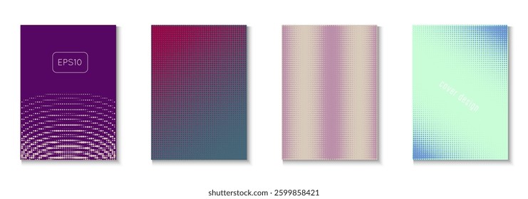Business Texture Set. Summer Concept With Minimal Art. Linear Shapes For Brand Folder. Halftone Flyer. Minimalist Abstract Pattern. Geometric Wave Poster. Trendy Business Texture