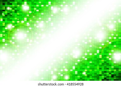 Business theme. Bright green background image with a square pixel grid, flares and flashes. Vector illustration. For use in printing, flyer design, wallpaper, presentations. Digital blue theme