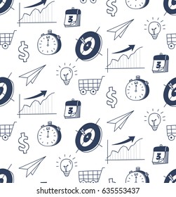 Business theme doodle seamless background 