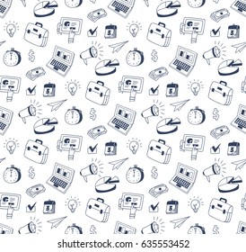 Business theme doodle seamless background 