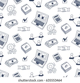 Business theme doodle seamless background 