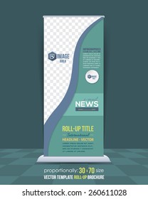 Business Theme Roll-Up Banner Design, Advertising Vector Template 