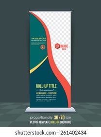 Business Theme Roll-Up Banner Design, Advertising Vector Template 