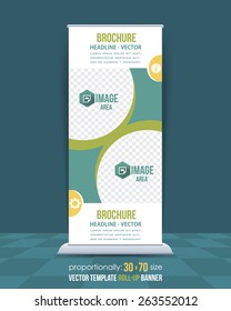 Business Theme Roll-Up Banner Design, Advertising Vector Template 