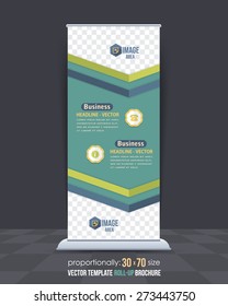Business Theme Roll-Up Banner Design, Advertising Vector Template 