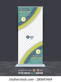 Business Theme Roll-Up Banner Design, Advertising Vector Template 