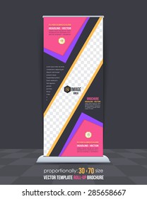 Business Theme Roll-Up Banner Design, Advertising Vector Template 