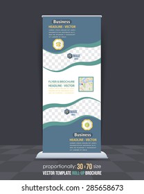 Business Theme Roll-Up Banner Design, Advertising Vector Template 