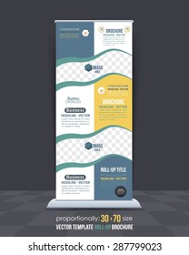 Business Theme Roll-Up Banner Design, Advertising Vector Template 