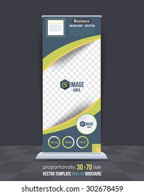 Business Theme Roll-Up Banner Design, Advertising Vector Template 