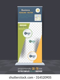Business Theme Roll-Up Banner Design, Advertising Vector Template 