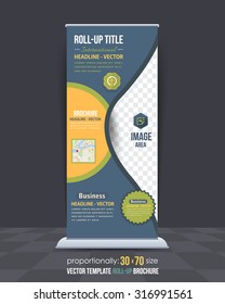 Business Theme Roll-Up Banner Design, Advertising Vector Template 