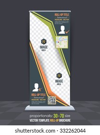 Business Theme Roll-Up Banner Design, Advertising Vector Template 