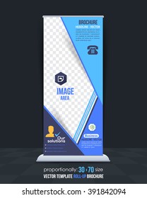Business Theme Roll-Up Banner Design, Advertising Vector Template 