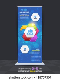 Business Theme Roll-Up Banner Design, Advertising Vector Template 