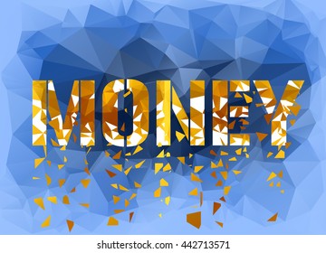 Business themed background with blue triangular pattern in back, and golden / white shattered text that says BUSINESS. Ideal for presentation.