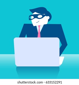 business with thief concept on the blue background