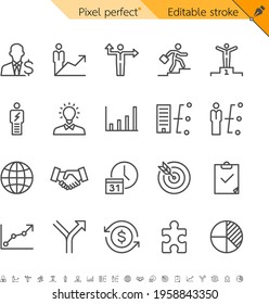 Business thin icons. Pixel perfect. Editable stroke.
