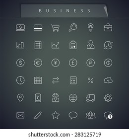 Business Thin Icons Set