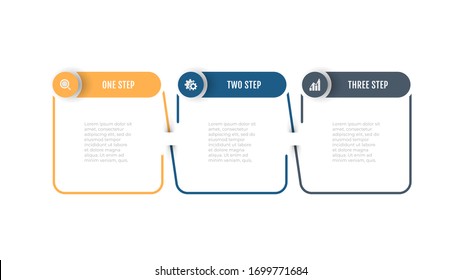 Business thin line element with circle label, Vector with 3 options, steps. Can be used for workflow diagram, info chart, graph, web design.