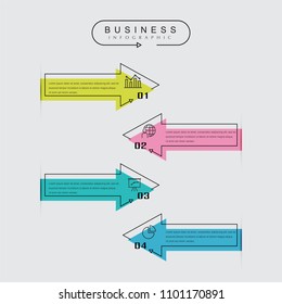Business thin line elements for infographics data. Presentation digital corporate finance concept chart with 4 options step or processes. Template for planning, web process, diagram, workflow, banner
