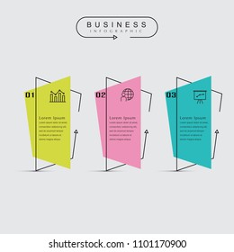 Business thin line elements for infographics data. Presentation digital corporate finance concept chart with 3 options step or processes. Template for planning, web process, diagram, workflow, banner
