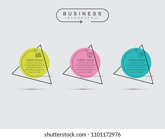 Business thin line elements for infographics data. Presentation digital corporate finance concept chart with 3 options step or processes. Template for planning, web process, diagram, workflow, banner
