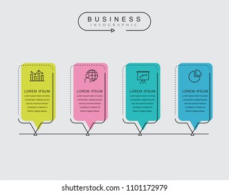 Dünne Linie minimale Business-Infografik Vorlage mit Symbolen. Vektorgrafik