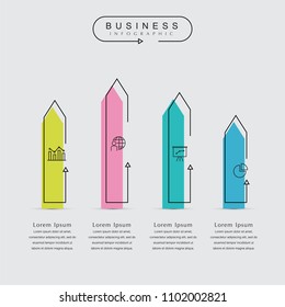 Business thin line elements for infographics data. Presentation digital corporate finance concept chart with 4 options step or processes. Template for planning, web process, diagram, workflow, banner
