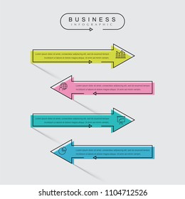 Business thin line elements for infographics data. Presentation digital corporate finance concept chart with 4 options step or processes. Template for planning, web process, diagram, workflow, banner
