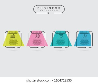 Business thin line elements for infographics data. Presentation digital corporate finance concept chart with 4 options step or processes. Template for planning, web process, diagram, workflow, banner
