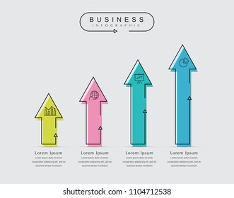 Business thin line elements for infographics data. Presentation digital corporate finance concept chart with 4 options step or processes. Template for planning, web process, diagram, workflow, banner
