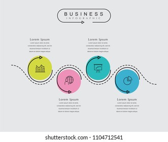 Business thin line elements for infographics data. Presentation digital corporate finance concept chart with 4 options step or processes. Template for planning, web process, diagram, workflow, banner

