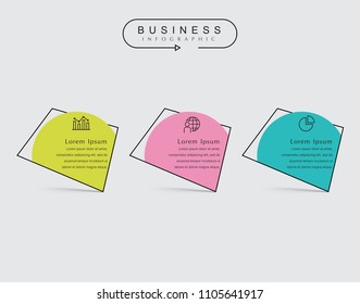 Business thin line elements for infographics data. Presentation digital corporate finance concept chart with 3 options step or processes. Template for planning, web process, diagram, workflow, banner
