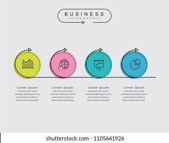 Business thin line elements for infographics data. Presentation digital corporate finance concept chart with 4 options step or processes. Template for planning, web process, diagram, workflow, banner

