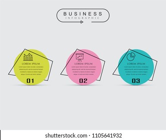 Business thin line elements for infographics data. Presentation digital corporate finance concept chart with 3 options step or processes. Template for planning, web process, diagram, workflow, banner
