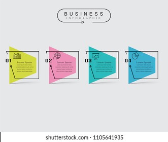 Business thin line elements for infographics data. Presentation digital corporate finance concept chart with 4 options step or processes. Template for planning, web process, diagram, workflow, banner
