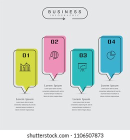 Business thin line elements for infographics data. Presentation digital corporate finance concept chart with 4 options step or processes. Template for planning, web process, diagram, workflow, banner
