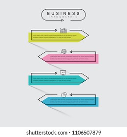 Business thin line elements for infographics data. Presentation digital corporate finance concept chart with 4 options step or processes. Template for planning, web process, diagram, workflow, banner
