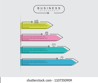 Business thin line elements for infographics data. Presentation digital corporate finance concept chart with 4 options step or processes. Template for planning, web process, diagram, workflow, banner
