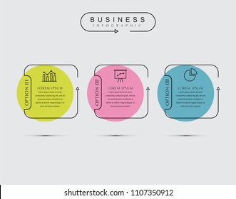 Business thin line elements for infographics data. Presentation digital corporate finance concept chart with 3 options step or processes. Template for planning, web process, diagram, workflow, banner
